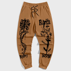Street Style Big and Tall Men's Casual Vintage Graffiti Trousers