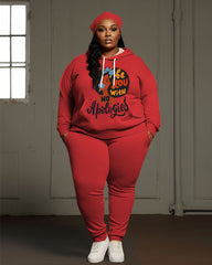 Women's Large Size Simple Style Be You With Apotogies Hoodie and Sweatpants Set