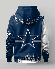 Men's Plus Size Star Color Block Zip Hoodie