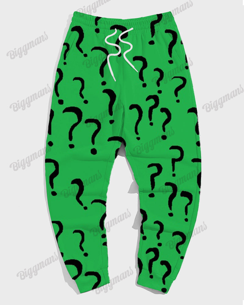 Men's Question Mark Print Plus Size Hoodie Suit