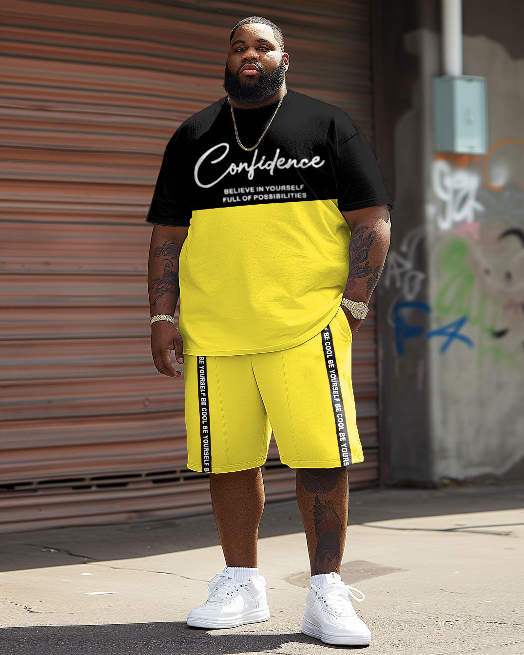 Street Casual Contrast Confidence Letter Print Large Men's Suit