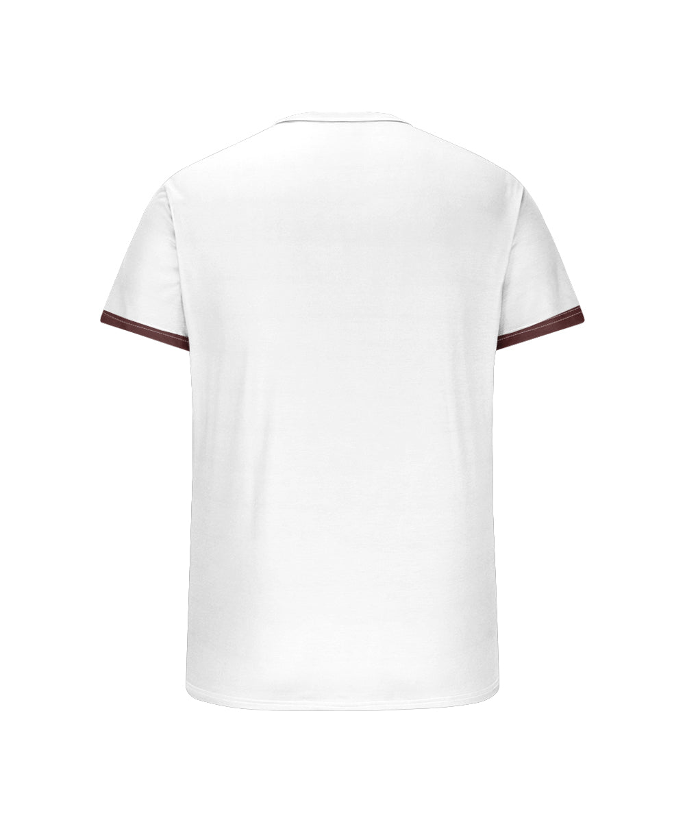 Men's Plus Size Daily Casual Red Pattern Printed Henry Collar Button Short Sleeve T-Shirt
