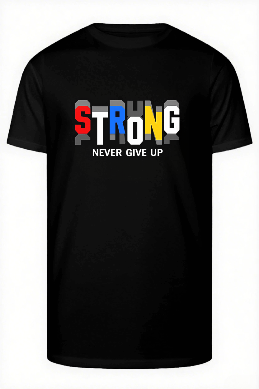 Strong Hearts Never Give Up Men's Big and Tall Colorful Lettering Short Sleeve T-shirt 2-Piece Set