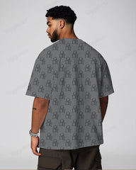 100% Cotton-Premium Jacquard Men's Loose Plus Size Short Sleeve T-Shirt