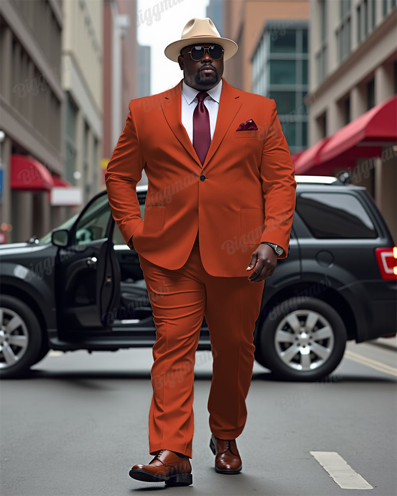 Men's Big and Tall Solid Color Blazer Trousers Suit