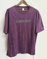 4XL-8XL Big & Tall Men's Daily Leisure Vertical Respect Letter Cotton Crewneck Short-sleeved T-shirt