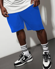 Men's Plus Size Blue Checkerboard Pixel Bear Print Short Sleeve T-Shirt Shorts Suit