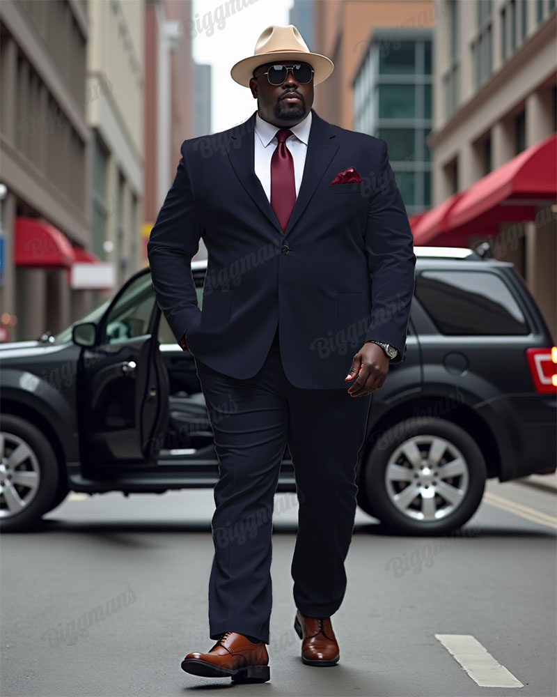 Men's Big and Tall Solid Color Blazer Trousers Suit