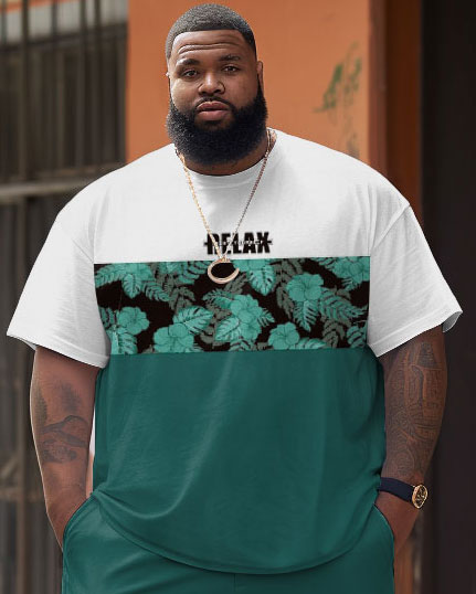 Street Casual Simple Floral Patchwork Printed Large Men's Suit