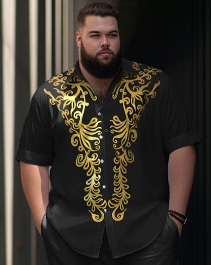 Men's Big & Tall Retro Pattern Ethnic Short Sleeve Walking Set