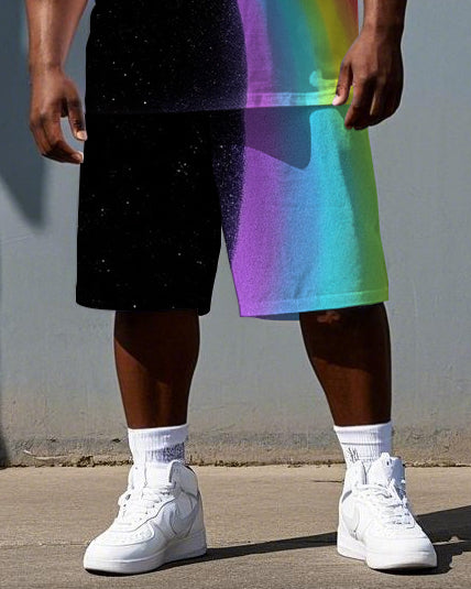 Skull Full of Hope Men's Funny Rainbow Skull Print Big & Tall Short Sleeve T-shirt 2-Piece Set