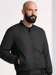 Big & Tall Men's Black-autumn And Winter Three-proof Environmental Protection Fabric Warm Elastic Jacket Coat