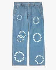 Plus Size Boys 2025 Fashion Street Creative Round English Print Jeans