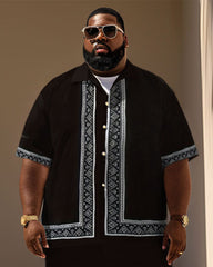Men's Plus Size Simple Classical Pattern Printing Short Sleeve Shirt Shorts Suit