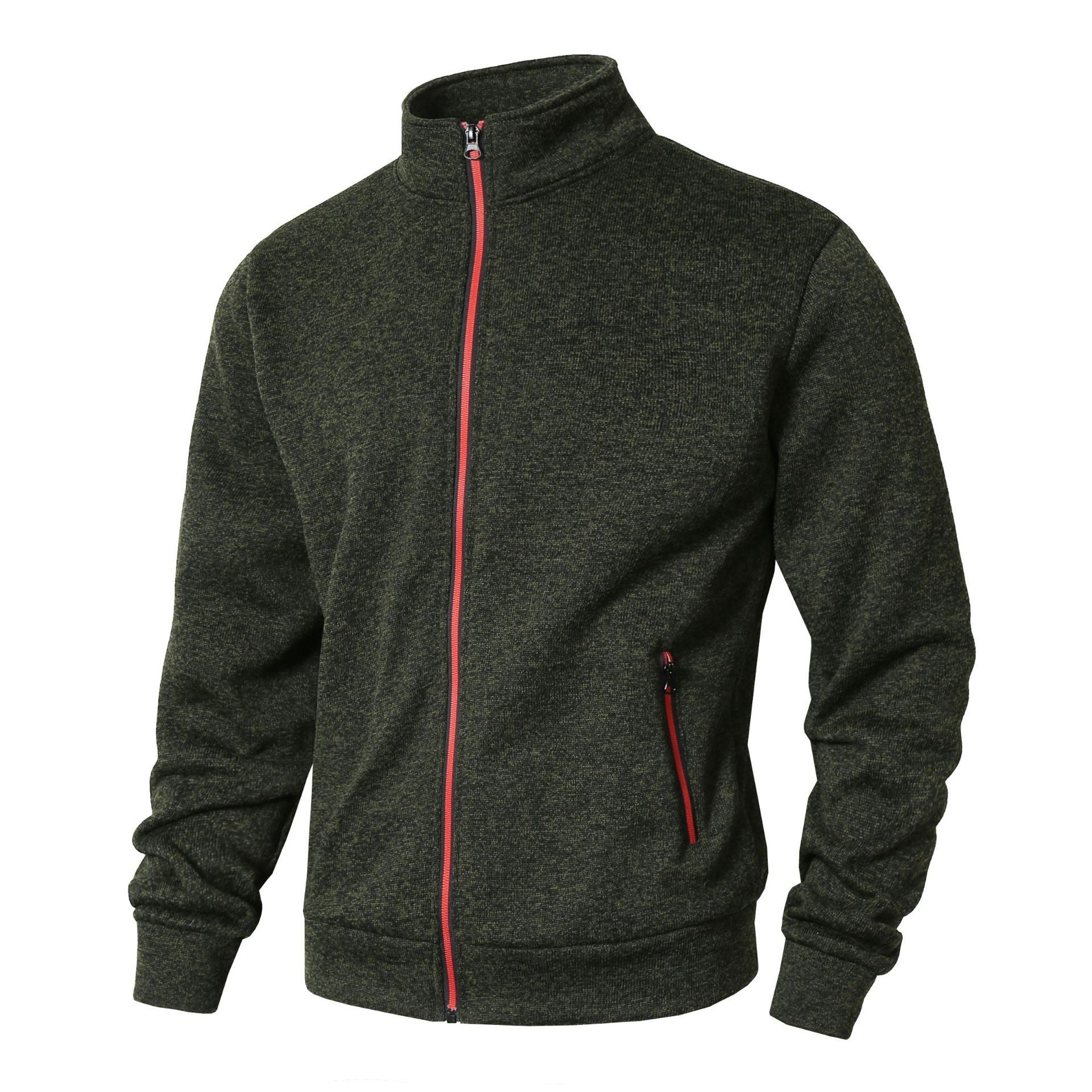 S-3XL Men's Autumn And Winter Stand Collar Cardigan Sweater Fleece-lined Knitted Coat