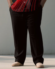 Men's Plus Size Yellow Red Color Block Line Geometric Printing Short Sleeve Shirt Trousers Suit