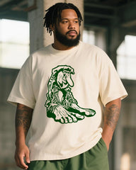 Big & Tall Men's Brr Brr Hand-Painted Printed Round Neck Short Sleeve T-Shirt Shorts Suit