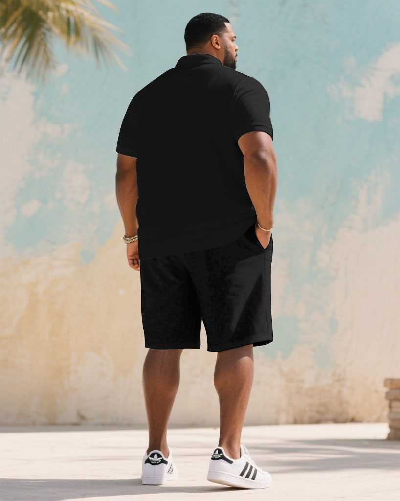 Men's Plus Size Gift For Father Souvenir Short Sleeve POLO Shirt Shorts Suit