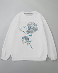 Men's Big and Tall Casual Retro Wild Rose Floral Contrast Color Hoodie Set