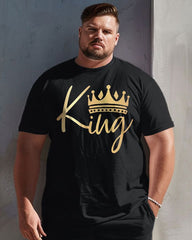 Men's Big & Tall Simple Golden Letter Print T-shirt Shorts Set
