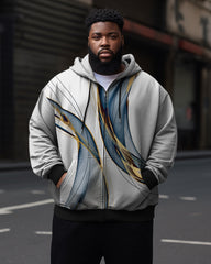 Men's Plus Size Casual Amber Graphic Abstract Art Zip Hoodie