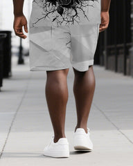 Rise in Raven’s Call Men's Skeleton Back Print Casual Big & Tall Short Sleeve T-shirt 2-Piece Set