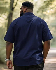 Big and Tall Men's Short Sleeve Button Summer Beach Work Shirt