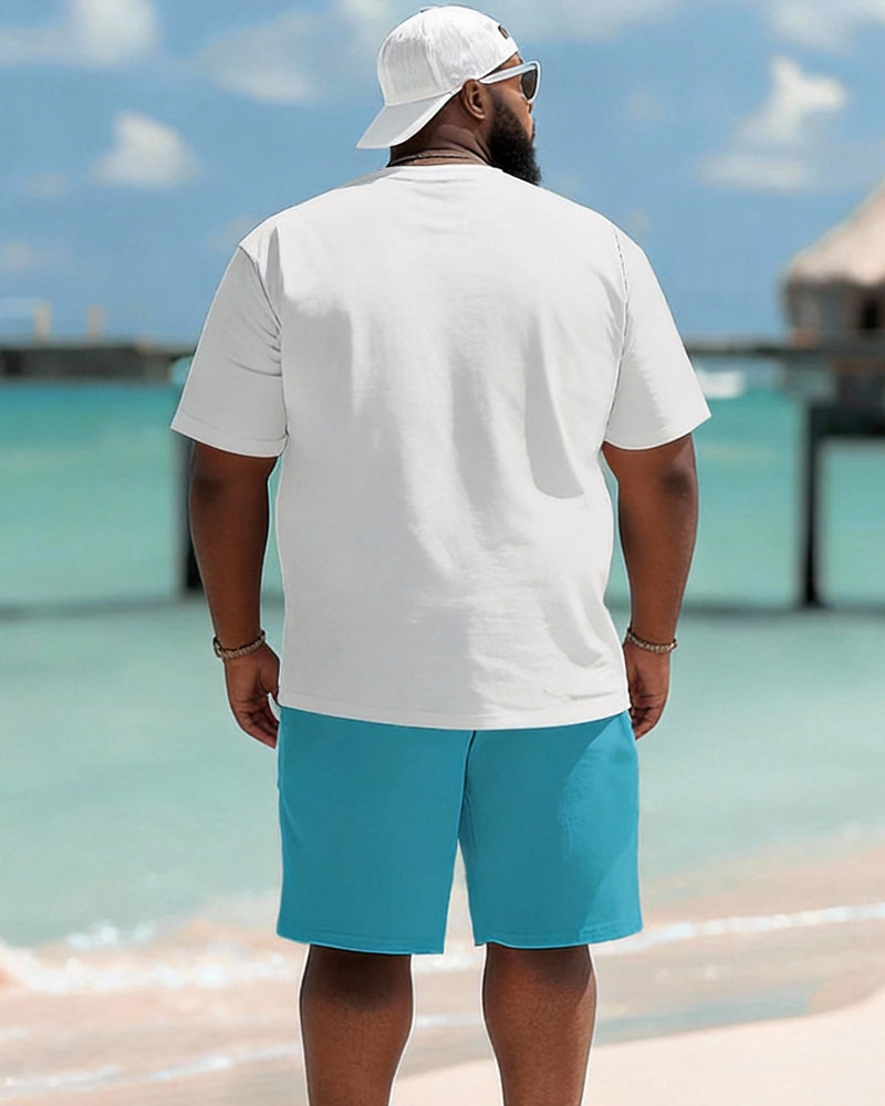 Big Men's Gradient Coconut Tree T-shirt and Shorts Set