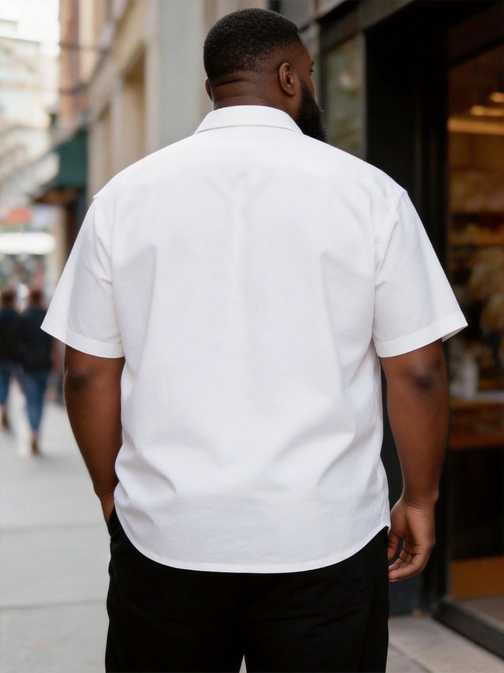 Big & Tall Men's Black And White Letter Print Short Sleeve Shirt