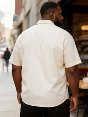 Big & Tall Men's Brown Letter Print Short Sleeve Shirt