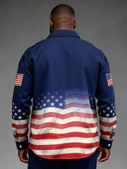 Big & Tall Men's United States 250 Anniversary Flag Gradient Print Long Sleeve Shirt