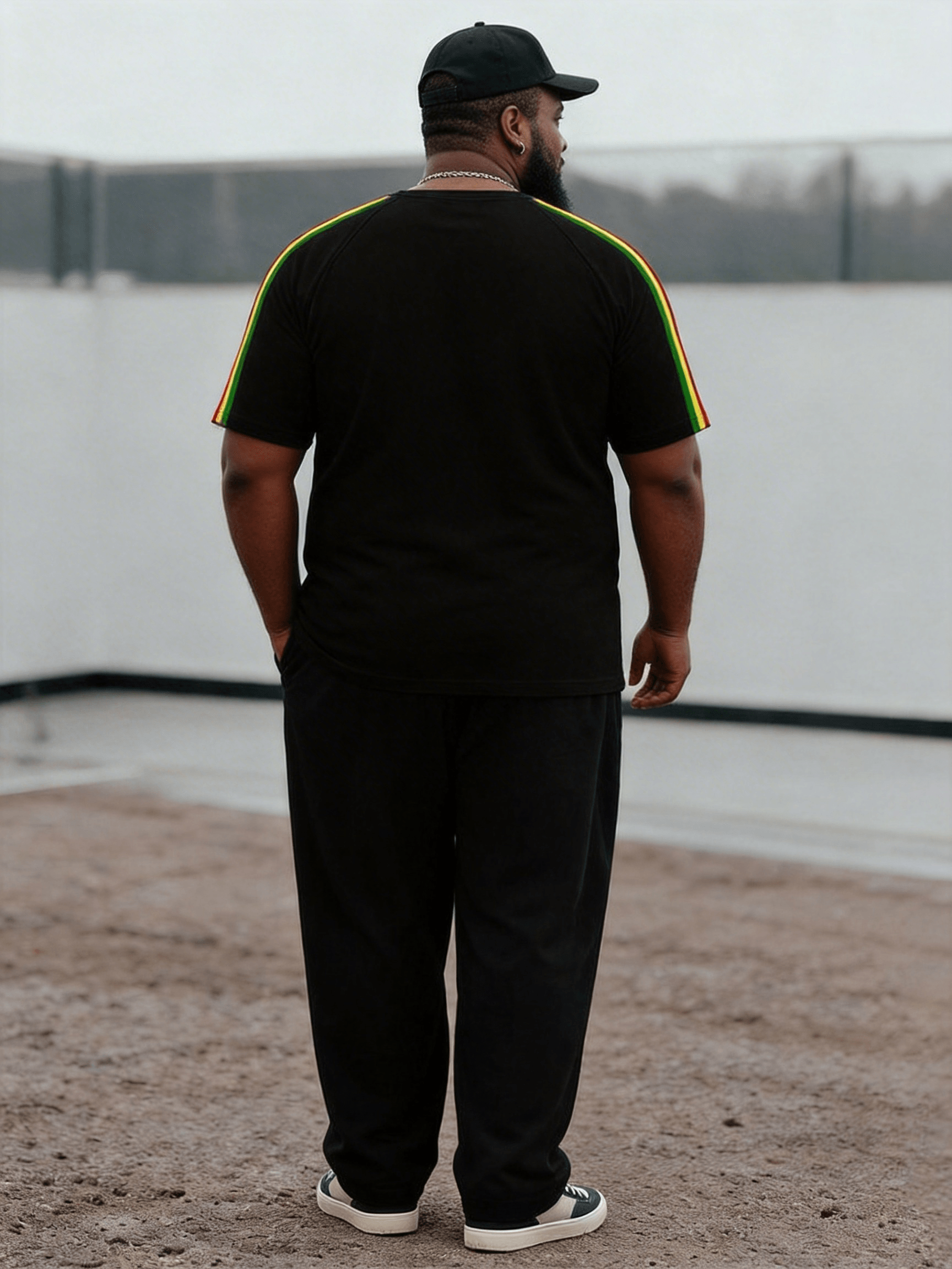 Big & Tall Men's Thunder Guise Golden Lion Coronal Print T-Shirt Pants Set