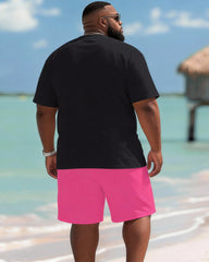 Men's Big and Tall Tropical Letter T-shirt and Shorts Set