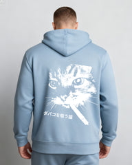 Big & Tall Men's Cat Letter Print Cardigan Hoodie