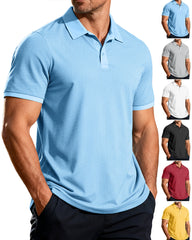S-3X Solid Color Lash Texture Short-Sleeve Polo Shirt