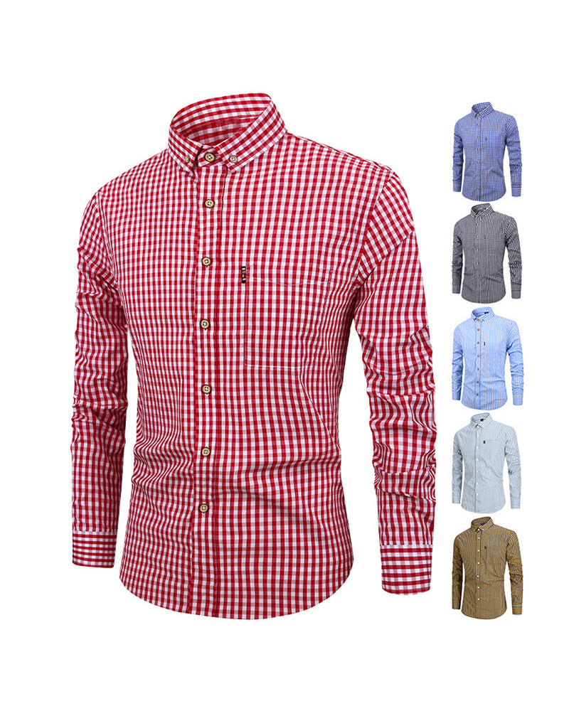 Men's XS-3XL Cotton Plaid Shirt