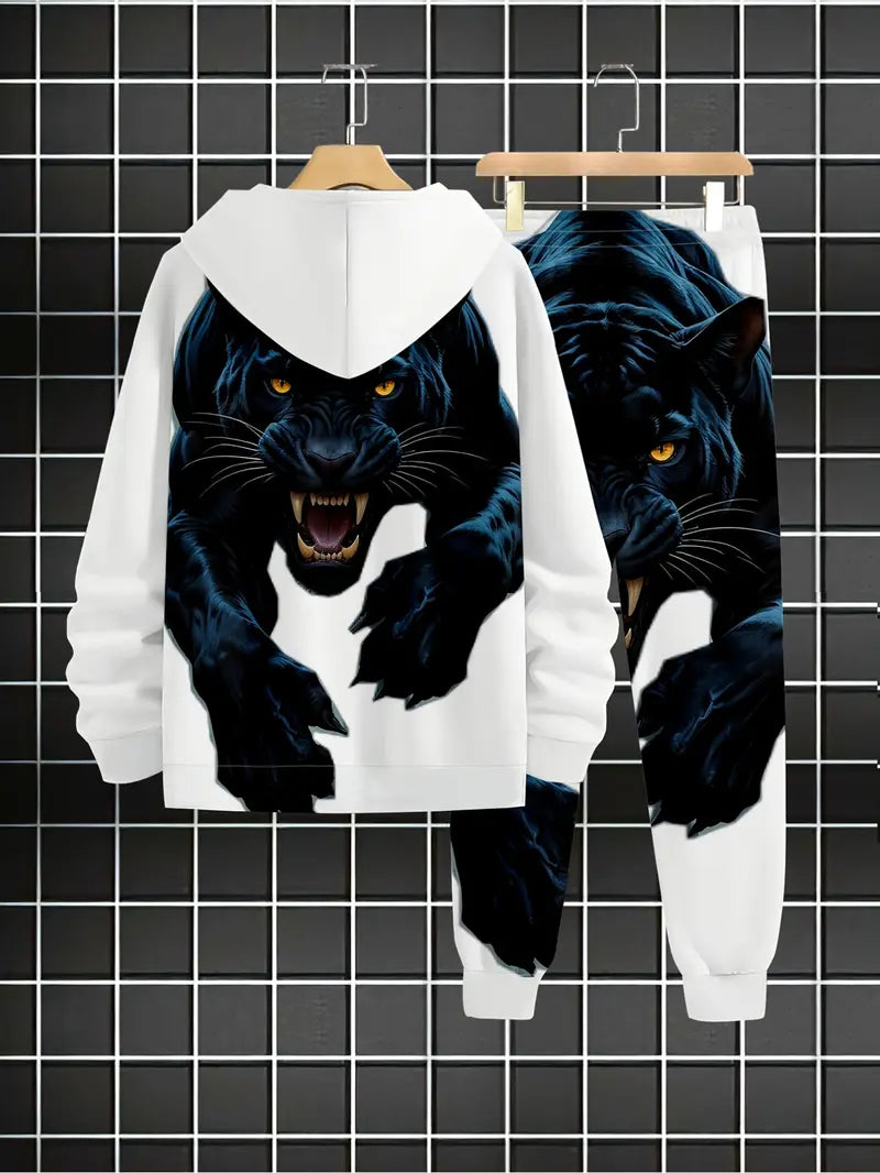 Men's Casual Hooded Sweatshirt Set