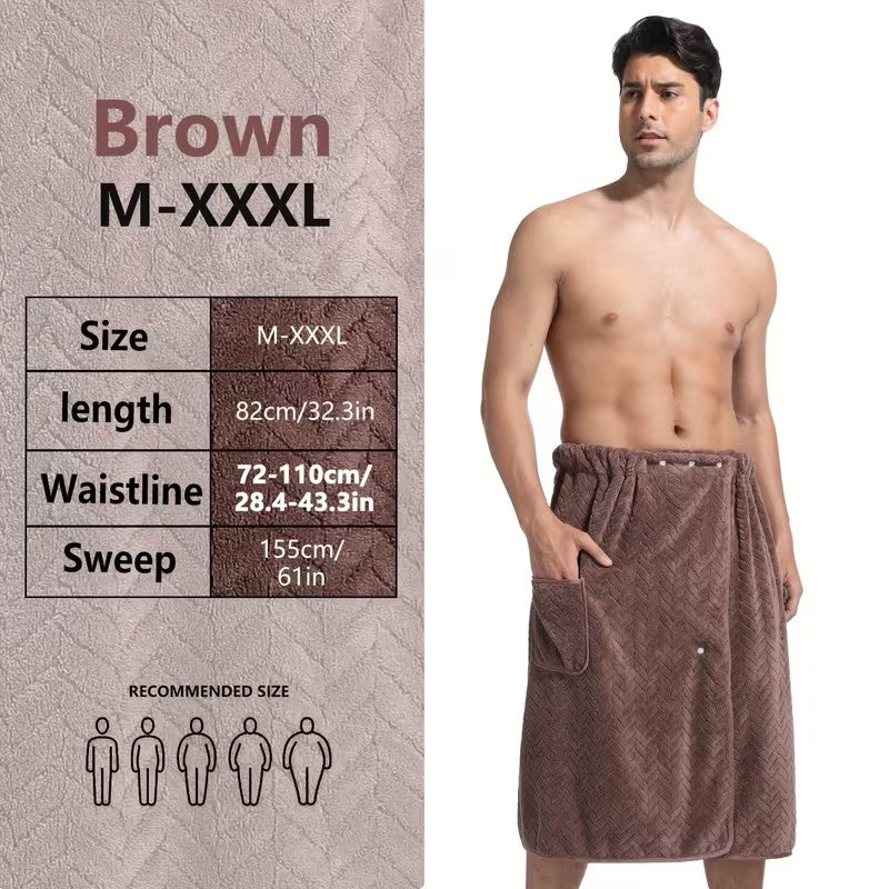 1pc 82*155cm 280gsm suitable for M-XXXL Men's bath skirt bath towel plus size bath skirt suitable for home, travel, steaming, spa, beach, 32.28*61in