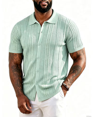 S-4XL Men's Knitted Short-sleeved Button Polo Shirt