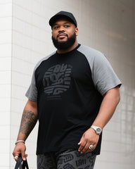 Big Boy Street Fashion Graffiti Easy Design Colorblock Short Sleeve Trousers Suit