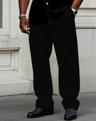 Men's Plus Size Black & Yellow Gradient Short Sleeve Shirt Trousers Suit