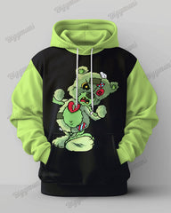 Men's Big & Tall Casual Hip Hop Color Block Bear Hoodie Two Piece Set