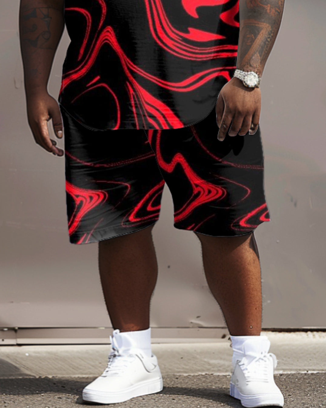 Street Hip Hop Art Irregular Flowing Print Large Men's Suit