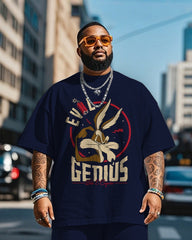 Men's Plus Size Basketball Cartoon Print Short Sleeve T-Shirt Shorts Suit