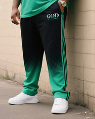 Big Boy Daily Casual Black Gradient Fluorescent Green Stripe Round Neck Short Sleeve T-Shirt Trousers