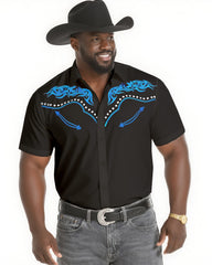 Big & Tall Men's Western Textured Short Sleeve Shirt
