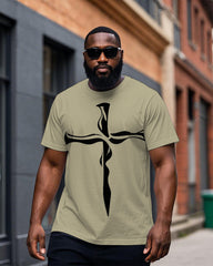 Men's Big & Tall Simple Fashion Cross Printed Round Neck Short Sleeve T-shirt