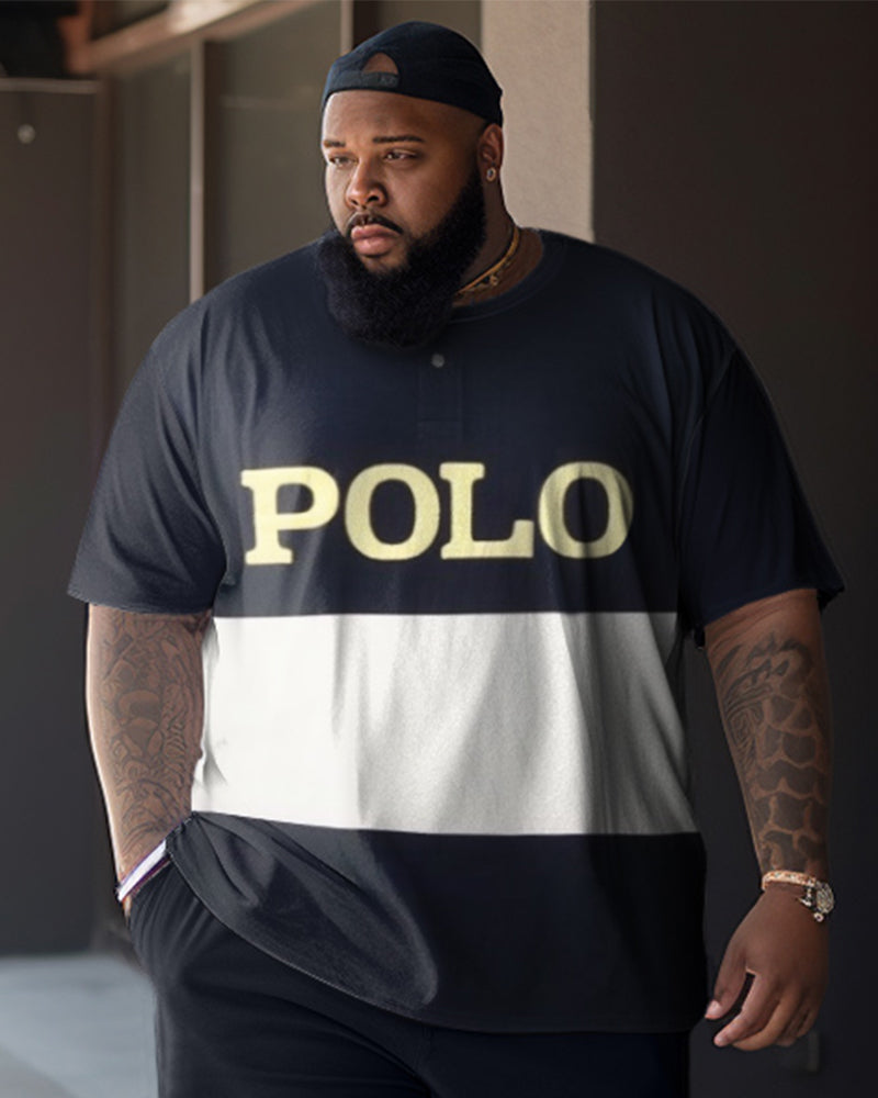 Men's Big & Tall Color Matching Sport Polo Two-Piece Set