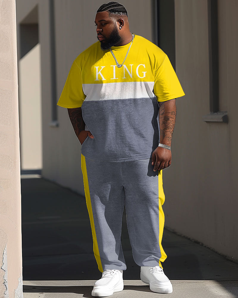 Street Vibrant Contrast King Letter Print Large Men's Suit