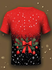 Men's big and tall Christmas Color Matching Bow Suit Cosplay Printed T-Shirt Trousers Set